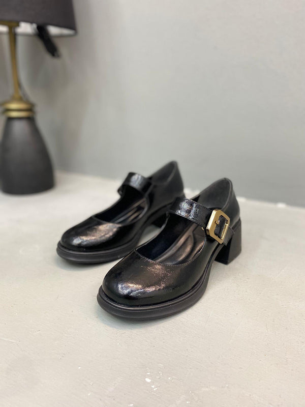 Siyah Rustik Topuklu Kadın Günlük Ayakkabı