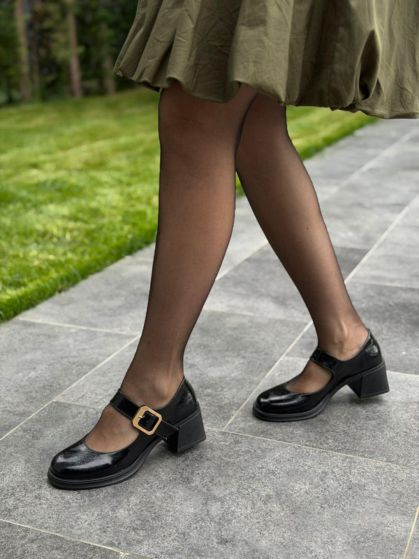 Siyah Rustik Topuklu Kadın Günlük Ayakkabı