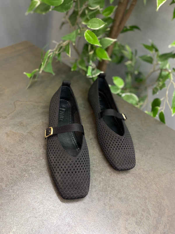 Siyah Triko Bantlı Kadın Günlük Babet