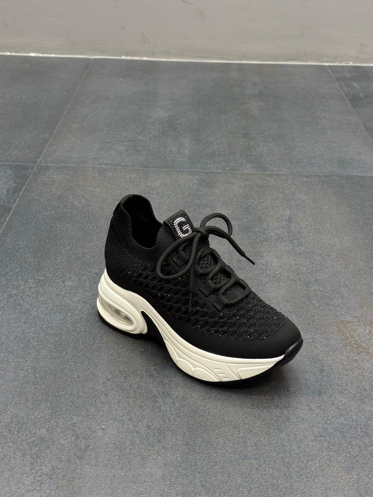 Siyah Triko Taşlı Kadın Günlük Spor Ayakkabı