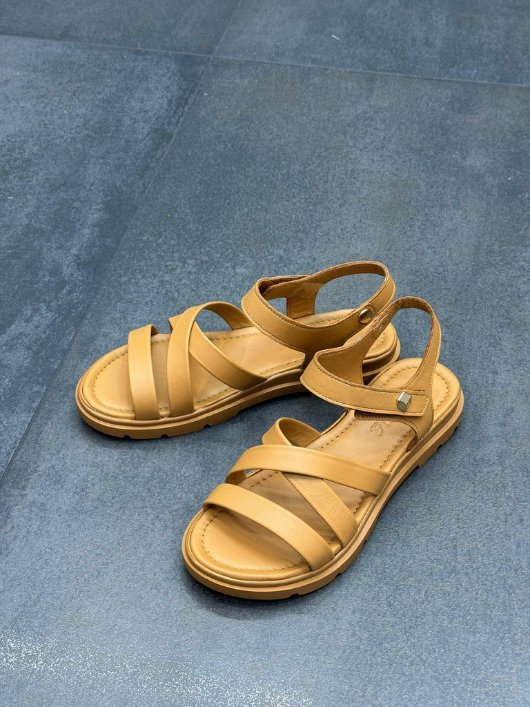 Taba Deri Bantlı Kadın Günlük Sandalet