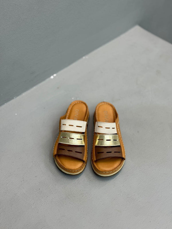 Taba Deri Multi Ortopedik Kadın Günlük Terlik