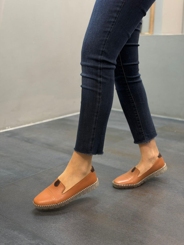 Taba Deri Ortopedik Kadın Günlük Ayakkabı