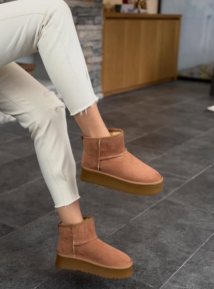 Taba Süet Kalın Taban Kadın Günlük Bot