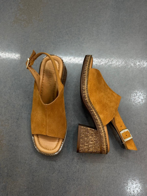 Taba Süet Topuklu Kadın Günlük Sandalet