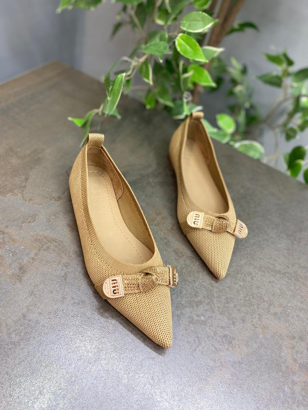 Taba Taşlı Fiyonklu Kadın Günlük Babet