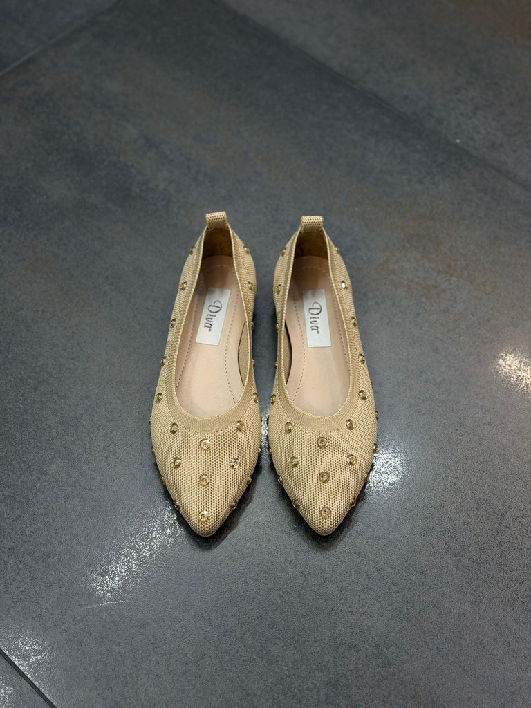 Ten Triko Taşlı Kadın Günlük Babet