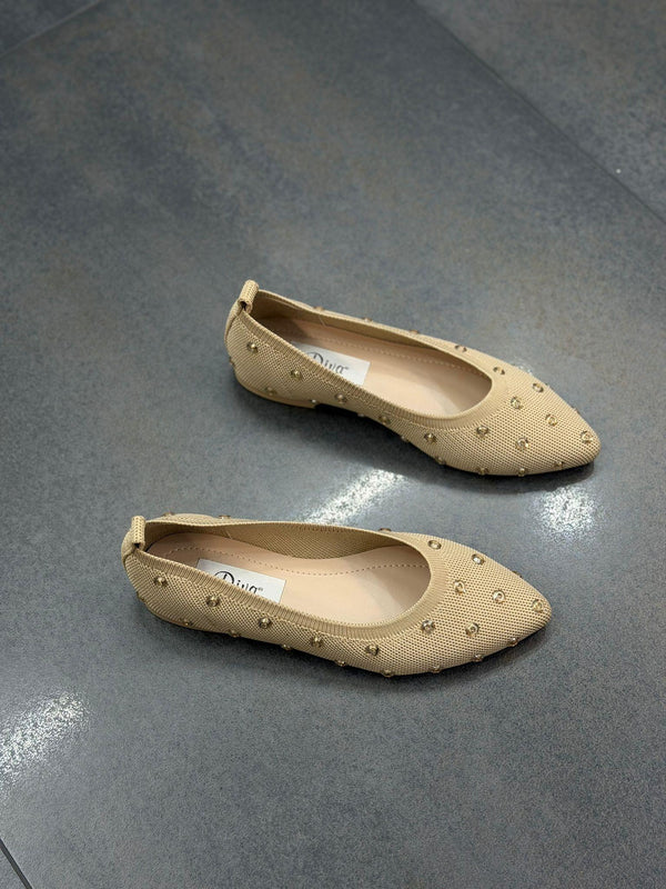 Ten Triko Taşlı Kadın Günlük Babet