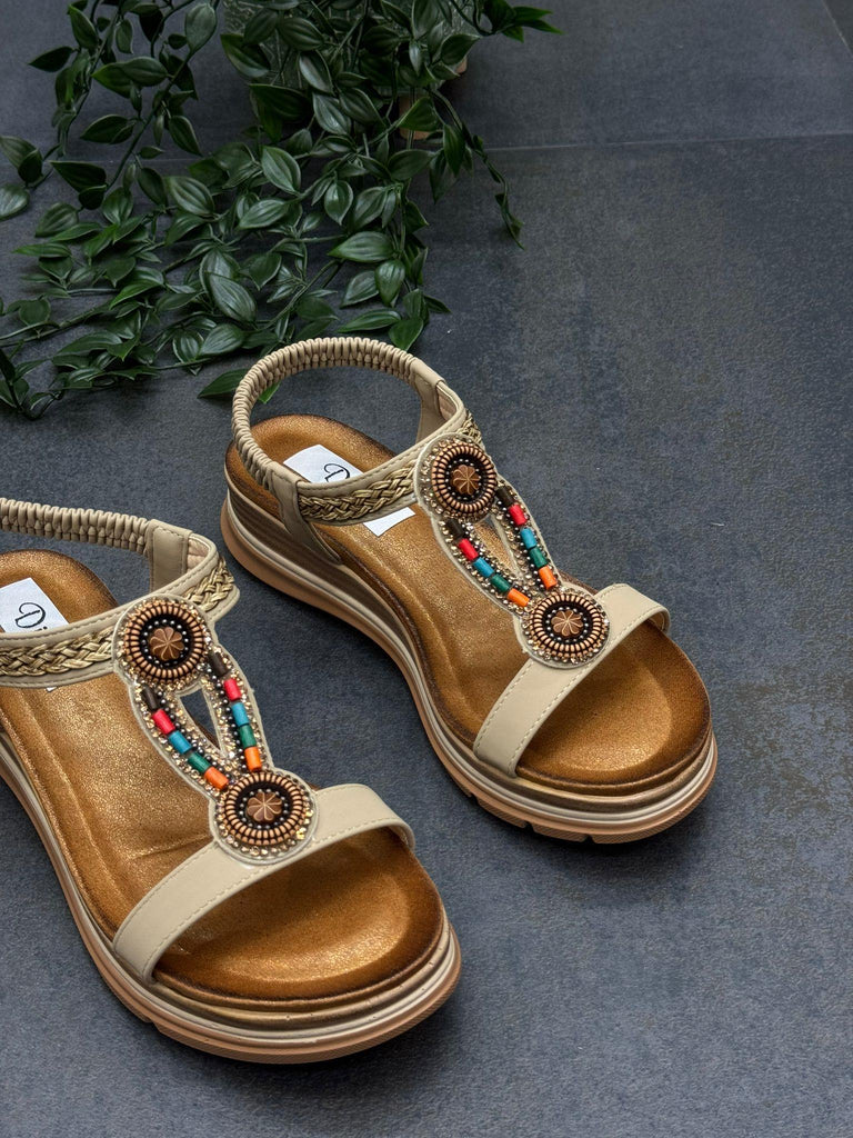 Vizon Antik Taşlı Kadın Günlük Sandalet