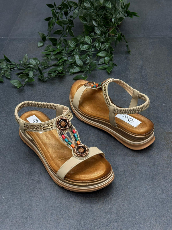 Vizon Antik Taşlı Kadın Günlük Sandalet