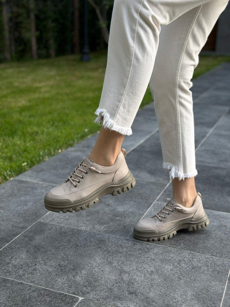 Vizon Deri Bağcıklı Kadın Günlük Ayakkabı