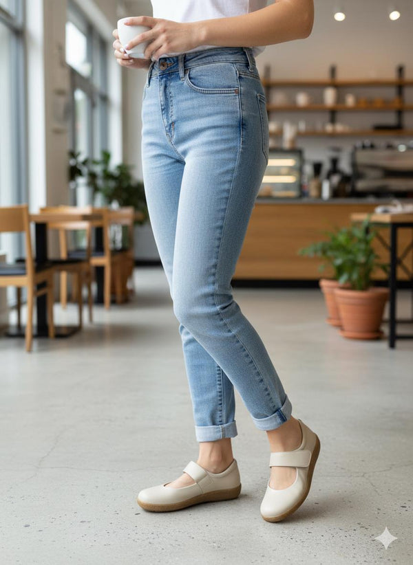 Vizon Deri Bantlı Kadın Günlük Ayakkabı